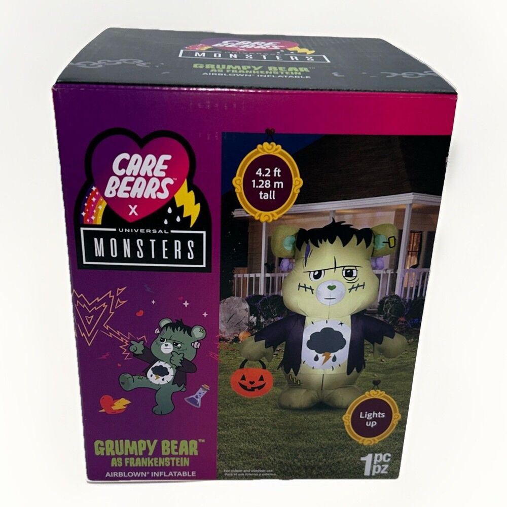 Gemmy Care Bears Grumpy Frankenstein Airblown Inflatable Lights Up Pumpkin NIB!!